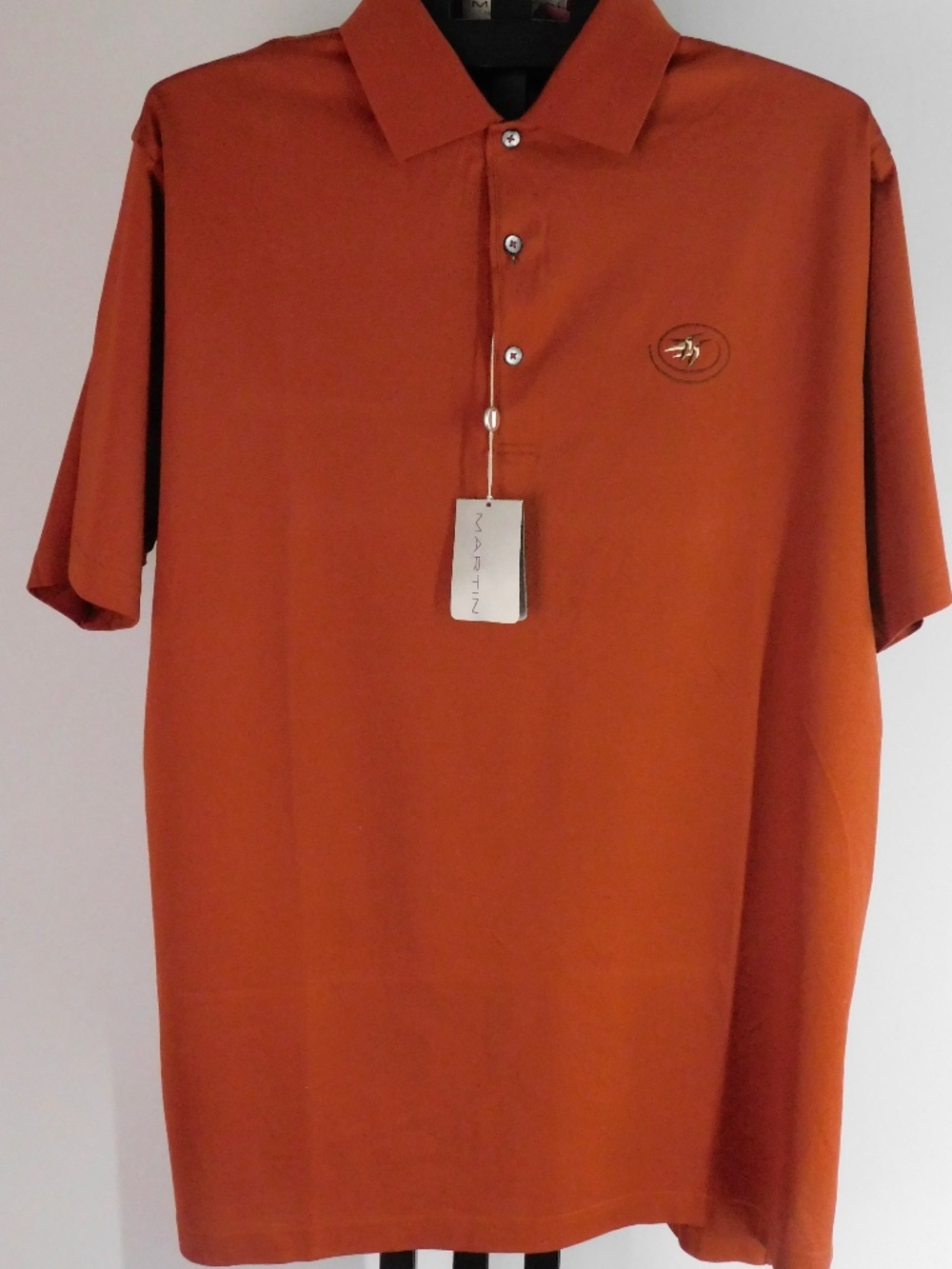 NWT Martin Golf Men's Large Classic Solid Lisle Polo Shirt Cognac Pima Cotton